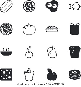 fastfood vector icon set such as: broth, roquefort, scrambled, cake, homemade, view, shop, simple, tropical, cherry, triangle, fish, thanksgiving, parmesan, sea, baked, graphic, vegetables, dish