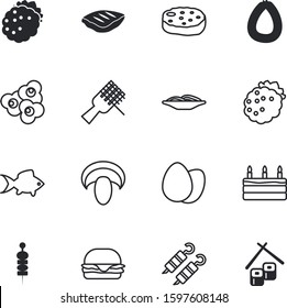fastfood vector icon set such as: salami, wedding, picnic, full, web, roll, celebrate, abstract, mushrooms, icons, candle, long, anniversary, decorative, leg, rice, tray, birthday, noodles, eggshell