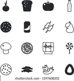 fastfood vector icon set such as: traditional, circle, grill, ocean, bacon, seasoning, leaf, character, shashlik, garden, tropical, sea, bitter, childhood, chop, mint, paprika, decoration, shiitake