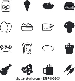 fastfood vector icon set such as: bbq, label, gelatin, thanksgiving, burger, morning, person, vanilla, american, glass, refreshing, bell, drink, hard, cheeseburger, aroma, modern, peppers, colored