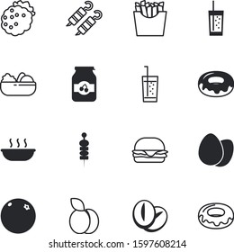 fastfood vector icon set such as: summer, bush, hot, pork, espresso, season, vintage, jar, abstract, eggs, potato, pack, orange, canapes, image, cooked, holiday, salty, lamb, ripe, blue, plum, mocha