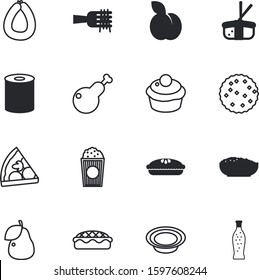 fastfood vector icon set such as: macaroni, biscuits, fun, serving, drinks, filled, entertainment, picture, juice, water, rice, lemonade, japan, roast, soda, italy, bake, knife, ingredients, berry