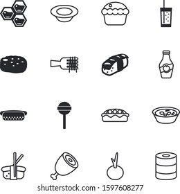 fastfood vector icon set such as: strawberry, container, dog, apple, celebration, steak, honey, paste, shape, hive, vegetables, beverage, berry, hexagon, macaroni, mint, day, modern, meatball, spiral