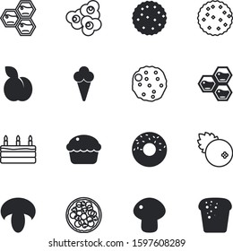 fastfood vector icon set such as: meat, theater, sauce, waffle, italian, cafe, whipped, cranberries, donut, celebrate, pizzeria, restaurant, slice, doughnut, fire, muffin, baguette, meatball
