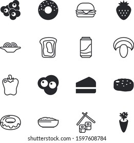fastfood vector icon set such as: unhealthy, spoon, salmon, muffin, modern, beautiful, juice, fungus, beverage, agriculture, colorful, vegetables, drink, carrots, pop, asian, seafood, cinema, bell