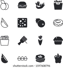 fastfood vector icon set such as: cheeseburger, texture, maple, cuisine, bell, plums, donut, spicy, slice, package, piece, peppers, juicy, bird, cute, single, syrup, dieting, eggshell, vegetables
