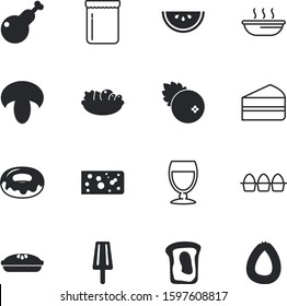 fastfood vector icon set such as: doughnut, celebration, milk, shape, eco, autumn, waffle, turkey, duck, jar, frozen, raw, leg, calories, roast, bar, mint, cupcake, winery, freshness, swiss, eggs