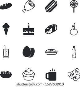 fastfood vector icon set such as: ripe, eating, round, person, film, gourmet, entertainment, pork, tomato, morning, berry, fizzy, bucket, candy, theater, eggs, dish, candle, chalkboard, sea, cone