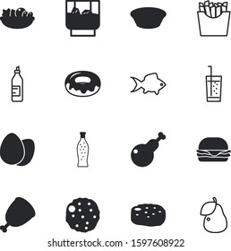 fastfood vector icon set such as: fried, jar, alcohol, celebration, barbecue, fruits, paper, bourbon, eco, fry, collection, doughnut, pear, ocean, breakfast, bread, seed, aquarium, cute, hamburger
