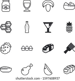 fastfood vector icon set such as: duck, spice, porridge, elements, jar, homemade, cooked, forest, package, eco, lime, jelly, can, flavor, thanksgiving, beehive, cocktail, plate, twine, soft, poultry