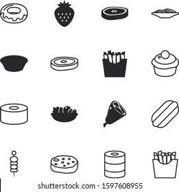 fastfood vector icon set such as: outdoors, round, cutlet, vitamin, olive, italian, hotdog, fork, junk, birthday, graphic, cutlets, american, shank, isometric, doughnut, pasta, party, canape, bun