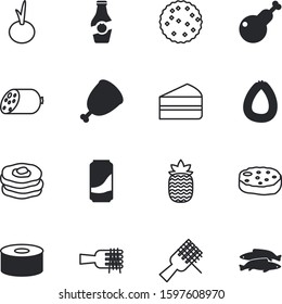 fastfood vector icon set such as: onion, plate, container, vegetables, canned, tea, cans, round, fish, lemonade, cookies, graphic, chili, ananas, butter, fauna, metal, cookie, party, meatballs