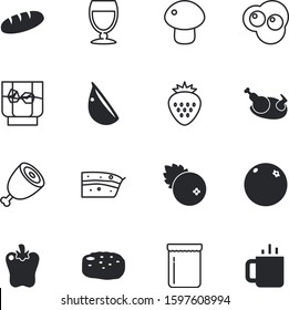 fastfood vector icon set such as: refreshment, turkey, silhouette, bird, homemade, birthday, shop, whiskey, omelet, cocktail, twine, bourbon, bread, rocks, cuisine, poultry, vine, thai, rose, cake