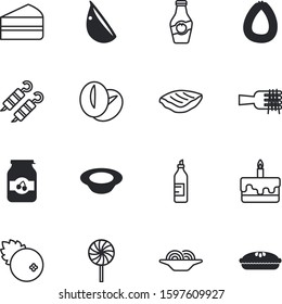 fastfood vector icon set such as: leaf, lolipop, rare, swirl, packaging, banquet, garlic, unhealthy, espresso, aroma, bean, shashlik, inside, appetizer, candy, mocha, caffeine, lollipop, tomatoes