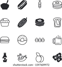 fastfood vector icon set such as: mexican, label, fun, morning, whole, plums, unhealthy, glazed, cupcake, plum, tray, logo, appetizer, tomatoes, pop, corn, paprika, berry, plant, drink, bag, aroma