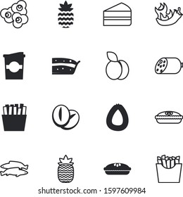 fastfood vector icon set such as: whole, seasoning, mug, theater, energy, take, prune, life, film, chilli, cut, arabic, aquatic, chili, jalapeno, single, breakfast, image, fish, spice, logo, vintage