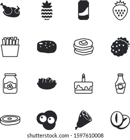 fastfood vector icon set such as: cooked, calorie, butter, fast, soft, jar, bakery, slice, eco, soda, beans, chili, cook, vegan, celebrate, seed, meatballs, honey, bowl, web, ketchup, caffeine