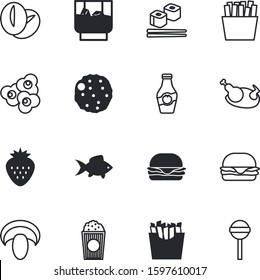 fastfood vector icon set such as: wildlife, web, cold, whiskey, spiral, bird, cappuccino, cute, animal, coffee, fungus, sea, water, sugar, fried, cocktail, swirl, beans, salmon, vitamin, seaweed