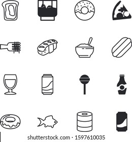 fastfood vector icon set such as: corkscrew, marine, ice, rose, tomatoes, stick, paste, outdoor, caramel, sashimi, wine, asia, vintage, candy, barbecue, hotdog, elements, cafe, cute, lettuce, spoon