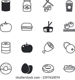 fastfood vector icon set such as: sea, carton, unhealthy, sandwich, bird, wild, full, inside, theater, forest, fun, bag, jar, strawberry, bucket, silhouette, film, abstract, octopus, glass, eggshell