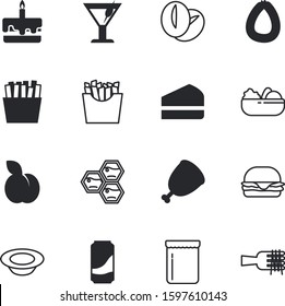 fastfood vector icon set such as: gold, whole, cappuccino, sandwich, lemonade, caffeine, garden, honeycomb, can, margarita, gelatin, knife, soda, orange, comb, mint, fizzy, dining, cut, plum, cup