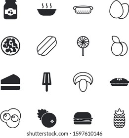 fastfood vector icon set such as: lolipop, inside, refreshing, spiral, candy, edible, yolk, container, celebration, green, confectionery, sauce, plum, jam, thanksgiving, vitamin, ingredients, pie