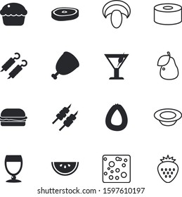 fastfood vector icon set such as: tin, thai, pear, vine, bottle, watermelon, roquefort, agriculture, camping, sandwich, cream, cheddar, bean, muffin, closeup, beach, colorful, grape, pastry