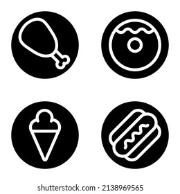 Fastfood_glyph Flat Icon Set Isolated On White Background