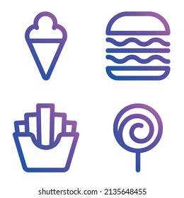 Fastfood_gradient Flat Icon Set Isolated On White Background