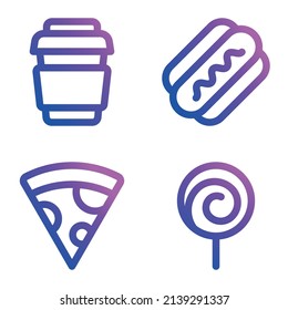 Fastfood_gradient Flat Icon Set Isolated On White Background