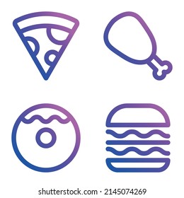 Fastfood_gradient Flat Icon Set Isolated On White Background
