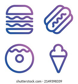 Fastfood_gradient Flat Icon Set Isolated On White Background