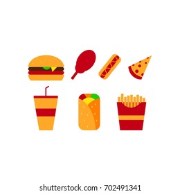 fastfoods flat icons set 