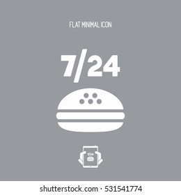 Fast-foood full time service - Vector flat icon