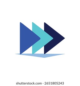 Fast-forward vector symbol with a music player skip button and undo replay with shadow	