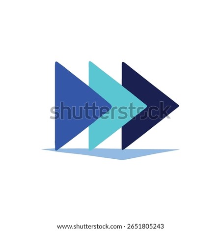 Fast-forward vector symbol with a music player skip button and undo replay with shadow	