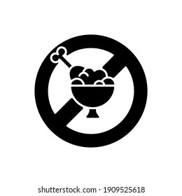 Fasting black glyph icon. Practice of abstaining, usually from food and drink. Religious traditions during ramadan month. Silhouette symbol on white space. Vector isolated illustration