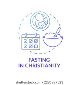 Fasting in Christianity blue gradient concept icon. Catholic culture. Calender dates. Great lent. Religious traditions idea thin line illustration. Vector isolated outline RGB color drawing