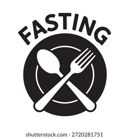 Fasting concept a fork and spoon crossed over a plate black and white
