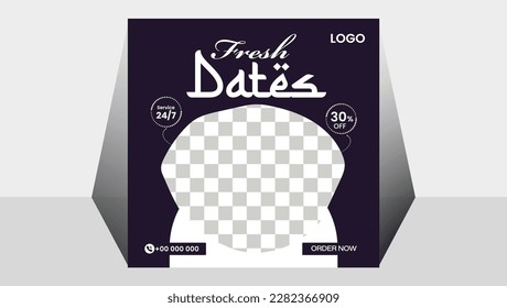 Fasting during Ramadan A Time for Spiritual Growth, Fresh dates and special offer and discount social media post design.