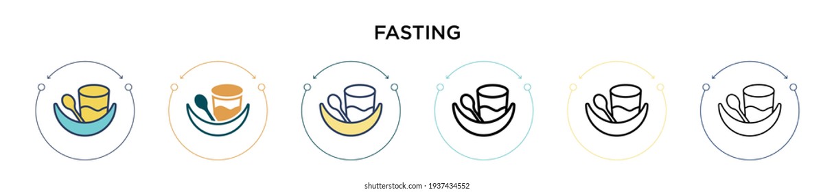 Fasting icon in filled, thin line, outline and stroke style. Vector illustration of two colored and black fasting vector icons designs can be used for mobile, ui, web