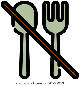 fasting icon in flat outline style