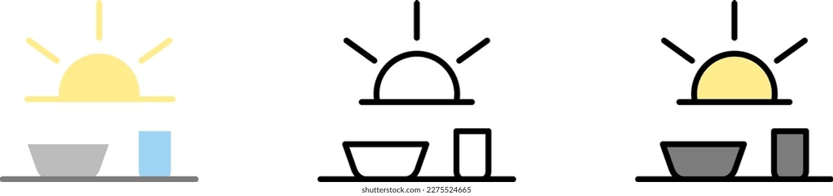 Fasting imsak Ramadan vector icon in different styles. Line, color, filled outline
