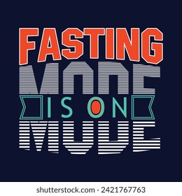 Der Schnellmodus ist im eingeschalteten Zustand und befindet sich in der modernen Typografie Ramadan T-Shirt-Design