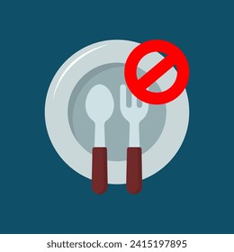 Fasting sign vector with blue background