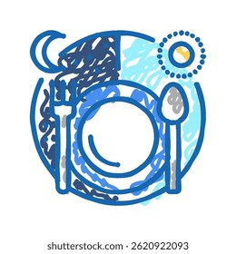 fasting sun moon doodle icon sketch vector. fasting sun moon sign. isolated symbol illustration