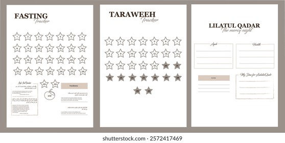 Fasting and Tarawih Tracker with Laylatul Qadr Dua Planner, Islamic Worship Organizer