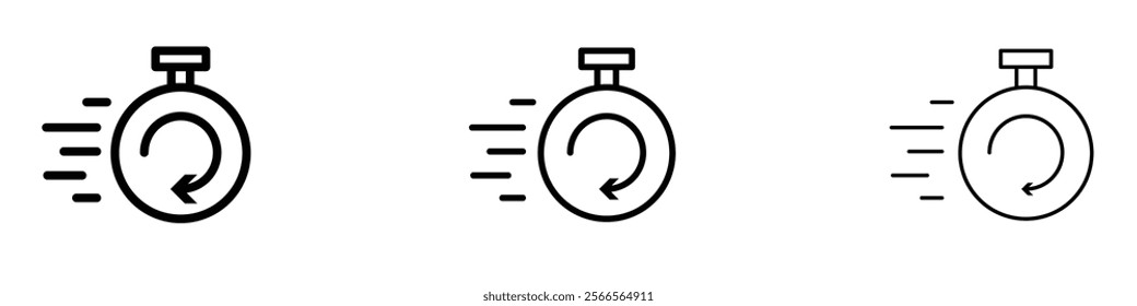 Fasting time icon in tree different line stroke sizes.