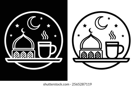 Fasting time icon.Ramadan Iftar Line Icon, Outline Vector Symbol Illustration. Pixel Perfect, Editable Stroke.