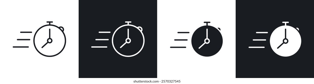 Fasting time icons vectors set in black. line and flat versions